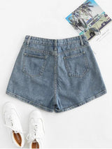 Cuffed High Waisted Jean Shorts - INS | Online Fashion Free Shipping Clothing, Dresses, Tops, Shoes