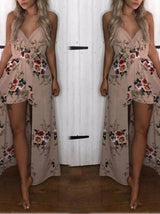Cusual Sling V-neck Print Beach Maxi Dress - Maxi Dresses - INS | Online Fashion Free Shipping Clothing, Dresses, Tops, Shoes - 14/05/2021 - 140521 - Color_Dark Blue