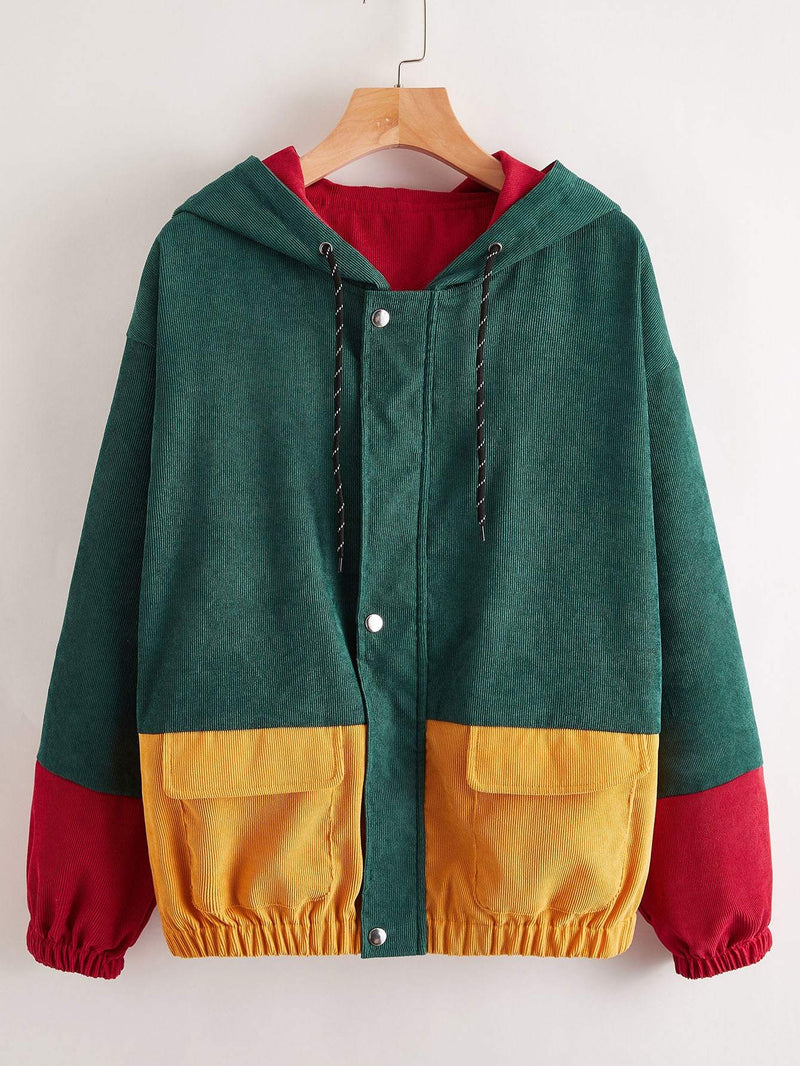 Cut And Sew Flap Pocket Corduroy Jacket - INS | Online Fashion Free Shipping Clothing, Dresses, Tops, Shoes