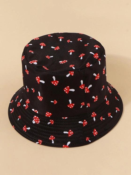 Cute Mushroom Print Convertible Bucket Hat - INS | Online Fashion Free Shipping Clothing, Dresses, Tops, Shoes