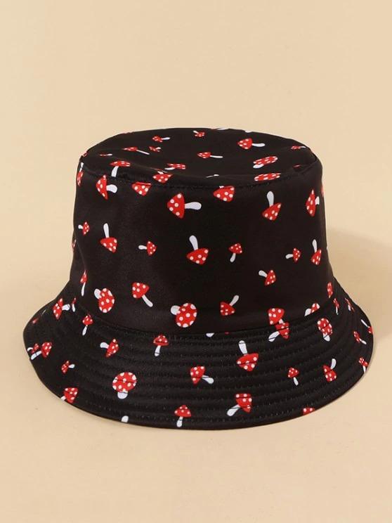 Cute Mushroom Print Convertible Bucket Hat - INS | Online Fashion Free Shipping Clothing, Dresses, Tops, Shoes