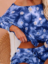 Daisy Print Tie-dye Long-sleeved Suit - Sets - INS | Online Fashion Free Shipping Clothing, Dresses, Tops, Shoes - 20-30 - 22/06/2021 - Bottoms