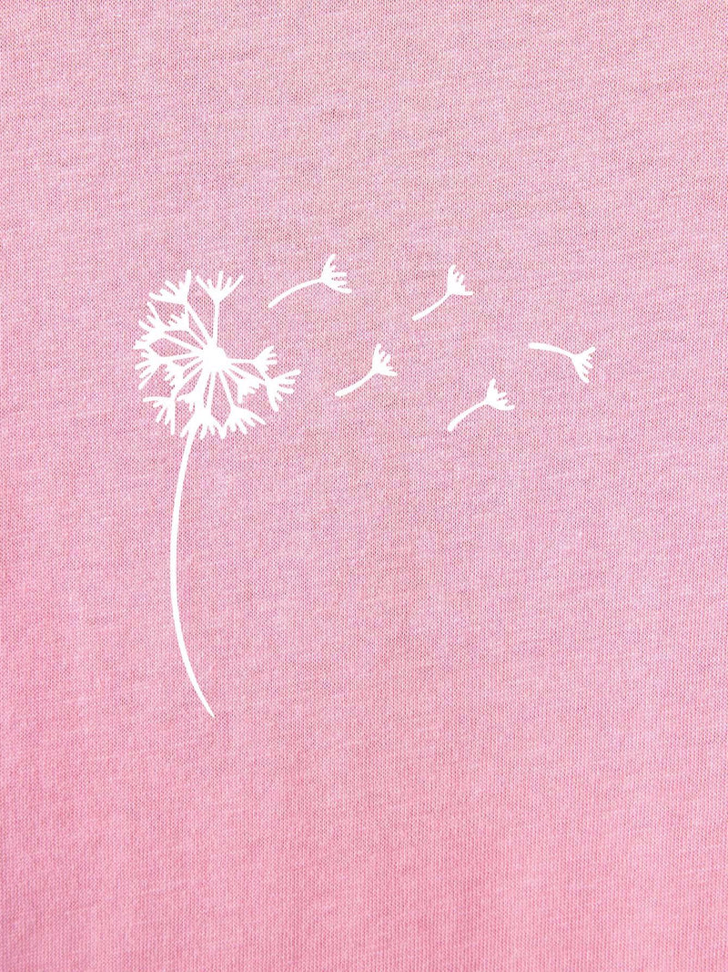 Dandelion Print Round Neck Tee - INS | Online Fashion Free Shipping Clothing, Dresses, Tops, Shoes