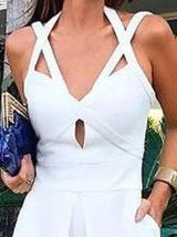 Deep V Neck Halterneck Jumpsuit - Jumpsuit & Rompers - INS | Online Fashion Free Shipping Clothing, Dresses, Tops, Shoes - 16/06/2021 - 30-40 - Bottoms