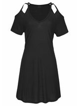 Deep V-Neck Short Sleeve Casual Dress - Mini Dresses - INS | Online Fashion Free Shipping Clothing, Dresses, Tops, Shoes - 10-20 - 22/07/2021 - Category_Mini Dresses