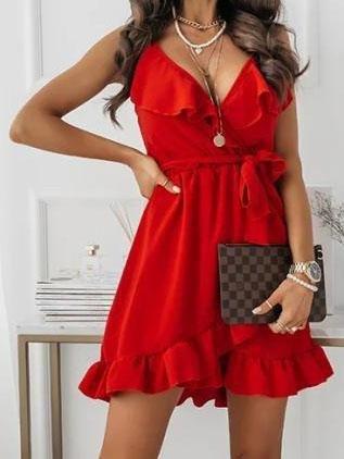 Deep V-Neck Sleeveless Lace-Up Suspender Dress - Mini Dresses - INS | Online Fashion Free Shipping Clothing, Dresses, Tops, Shoes - 15/07/2021 - 20-30 - Category_Mini Dresses