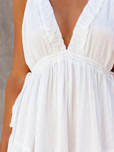 Deep V-Neck Sleeveless Lotus Leaf Stitching Dress - Mini Dresses - INS | Online Fashion Free Shipping Clothing, Dresses, Tops, Shoes - 20-30 - 23/07/2021 - Category_Mini Dresses
