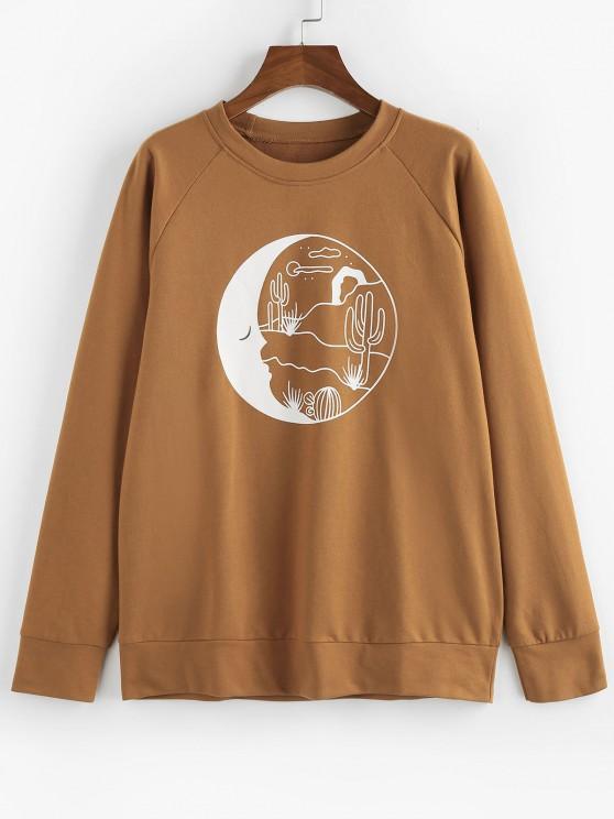 Desert Moon Print Raglan Sleeve Sweatshirt - INS | Online Fashion Free Shipping Clothing, Dresses, Tops, Shoes