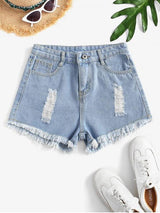 Destroyed Mini Denim Shorts - INS | Online Fashion Free Shipping Clothing, Dresses, Tops, Shoes