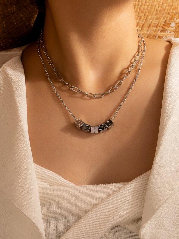 Dice Decor Layered Necklace - INS | Online Fashion Free Shipping Clothing, Dresses, Tops, Shoes