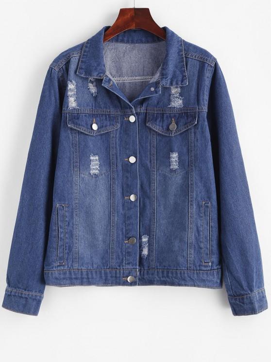 Distressed Button Up Pockets Denim Jacket - INS | Online Fashion Free Shipping Clothing, Dresses, Tops, Shoes