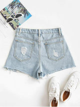 Distressed Letter Graphic Denim Shorts - INS | Online Fashion Free Shipping Clothing, Dresses, Tops, Shoes