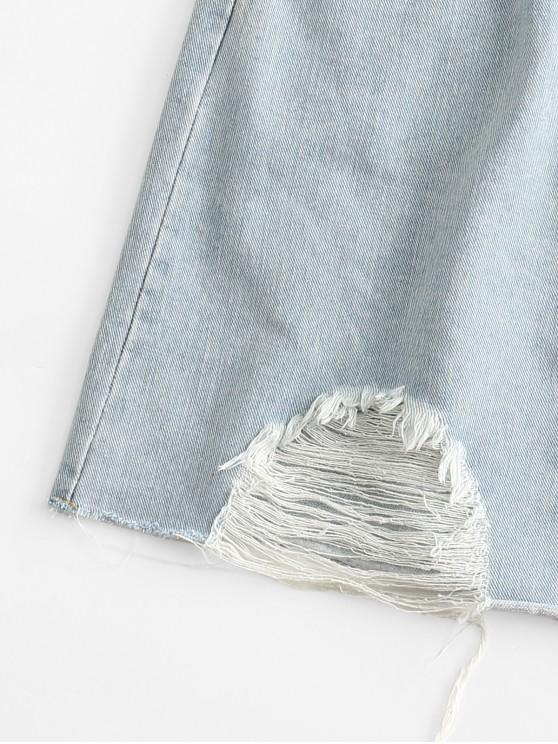 Distressed Pocket Zipper Fly Denim Skirt - INS | Online Fashion Free Shipping Clothing, Dresses, Tops, Shoes