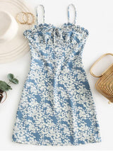 Ditsy Floral Smocked Frilled Cami Summer Dress - INS | Online Fashion Free Shipping Clothing, Dresses, Tops, Shoes