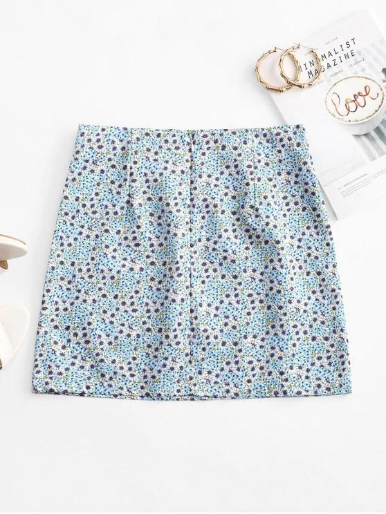 Ditsy Print A Line Skirt - INS | Online Fashion Free Shipping Clothing, Dresses, Tops, Shoes