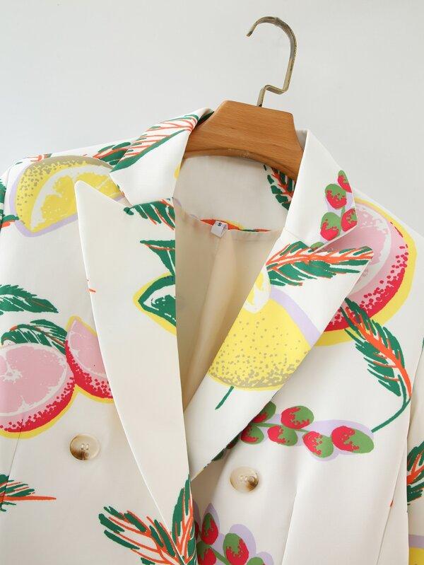 Double Breasted Lemon Print Blazer - INS | Online Fashion Free Shipping Clothing, Dresses, Tops, Shoes