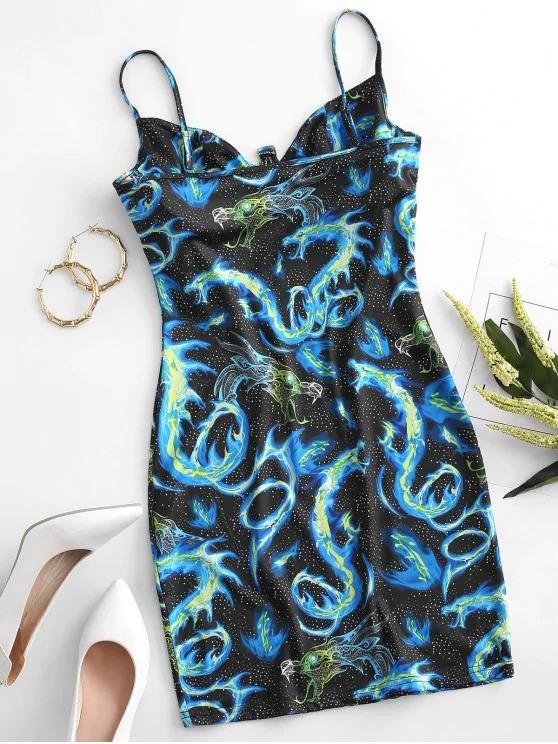 Dragon Print Underwire Bodycon Dress - INS | Online Fashion Free Shipping Clothing, Dresses, Tops, Shoes