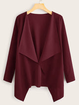 Draped Collar Open Front Coat - INS | Online Fashion Free Shipping Clothing, Dresses, Tops, Shoes