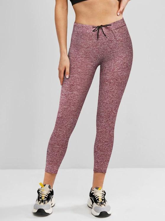 Drawstring Heather Skinny Leggings - INS | Online Fashion Free Shipping Clothing, Dresses, Tops, Shoes