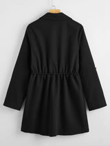 Drawstring Waist Button Up Coat - INS | Online Fashion Free Shipping Clothing, Dresses, Tops, Shoes