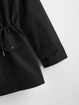 Drawstring Waist Flap Detail Coat - INS | Online Fashion Free Shipping Clothing, Dresses, Tops, Shoes