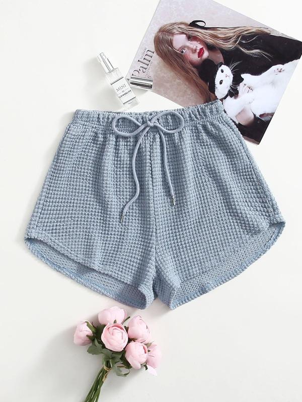 Drawstring Waist Waffle Lounge Shorts - INS | Online Fashion Free Shipping Clothing, Dresses, Tops, Shoes