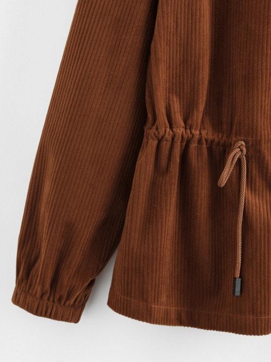 Drawstring Zip Up Corduroy Jacket - INS | Online Fashion Free Shipping Clothing, Dresses, Tops, Shoes