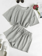 Drop Shoulder Bowknot Lounge Shorts Set - INS | Online Fashion Free Shipping Clothing, Dresses, Tops, Shoes