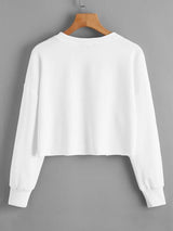 Drop Shoulder Butterfly Print Pullover - Sweatshirts - INS | Online Fashion Free Shipping Clothing, Dresses, Tops, Shoes - 01/30/2021 - Casual - Color_White