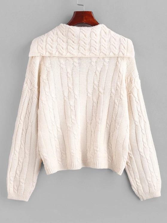 Drop Shoulder Cable Knit Horn Button Cardigan - INS | Online Fashion Free Shipping Clothing, Dresses, Tops, Shoes