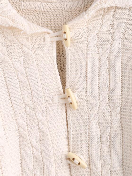 Drop Shoulder Cable Knit Horn Button Cardigan - INS | Online Fashion Free Shipping Clothing, Dresses, Tops, Shoes