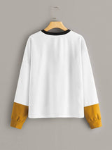Drop Shoulder Colorblock Pullover - INS | Online Fashion Free Shipping Clothing, Dresses, Tops, Shoes