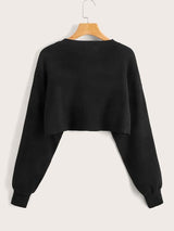 Drop Shoulder Crop Sweater - INS | Online Fashion Free Shipping Clothing, Dresses, Tops, Shoes