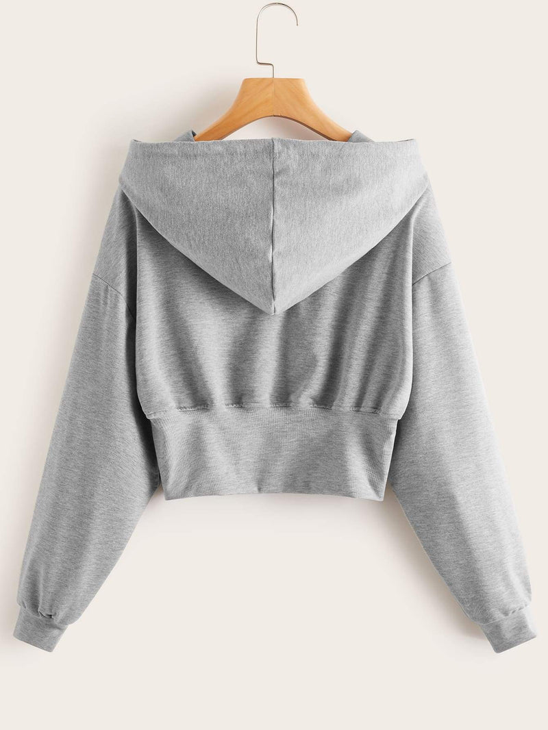 Drop Shoulder Drawstring Hoodie - INS | Online Fashion Free Shipping Clothing, Dresses, Tops, Shoes