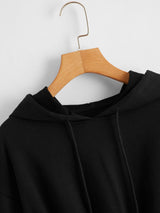 Drop Shoulder Drawstring Hoodie - INS | Online Fashion Free Shipping Clothing, Dresses, Tops, Shoes
