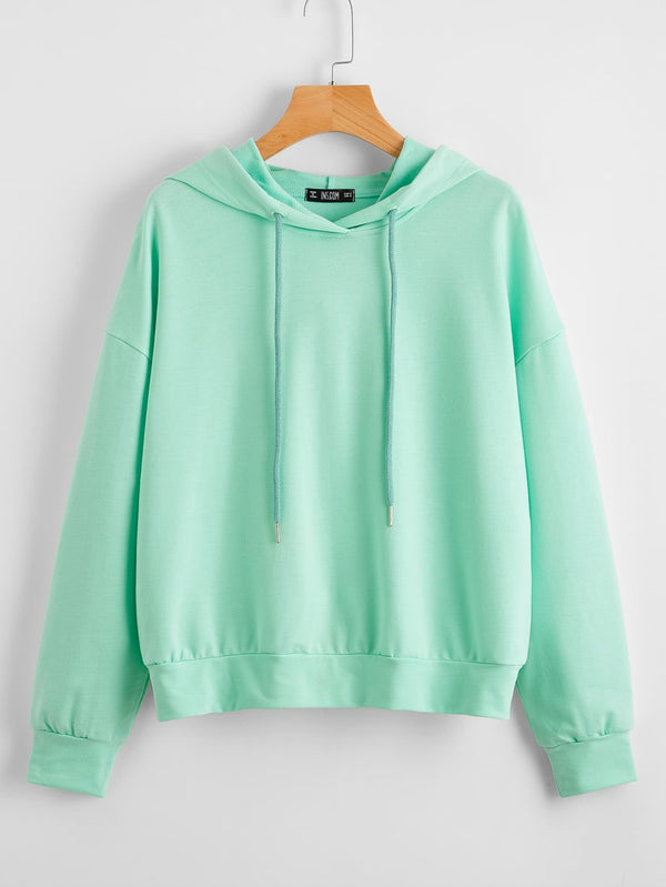 Drop Shoulder Drawstring Oversized Hoodie - Sweatshirts - INS | Online Fashion Free Shipping Clothing, Dresses, Tops, Shoes - 01/30/2021 - Casual - Color_Green