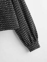 Drop Shoulder Flap Pocket Grid Tweed Jacket - INS | Online Fashion Free Shipping Clothing, Dresses, Tops, Shoes