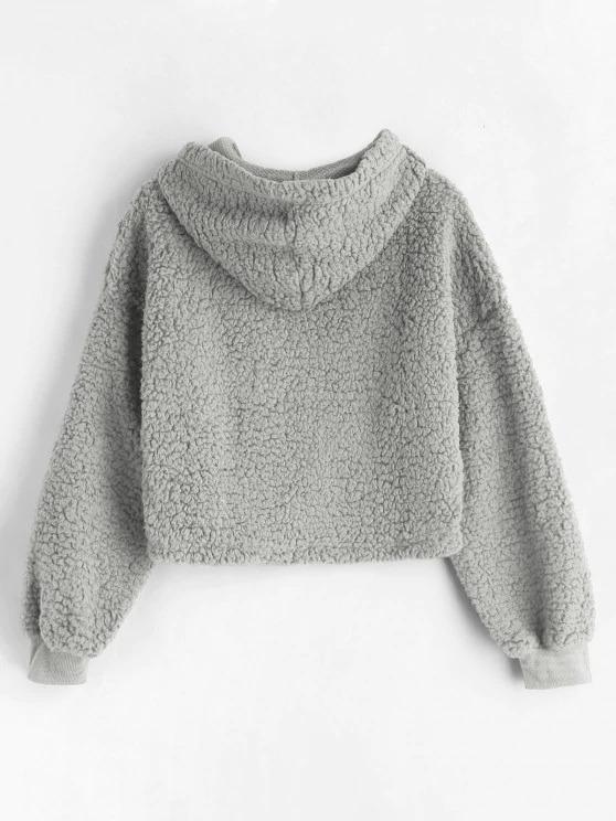 Drop Shoulder Fluffy Boxy Hoodie - INS | Online Fashion Free Shipping Clothing, Dresses, Tops, Shoes