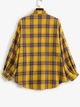 Drop Shoulder Plaid High Low Shacket - INS | Online Fashion Free Shipping Clothing, Dresses, Tops, Shoes