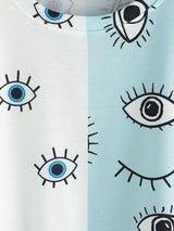 Drop Shoulder Two Tone Eyes Print Sweatshirt - INS | Online Fashion Free Shipping Clothing, Dresses, Tops, Shoes