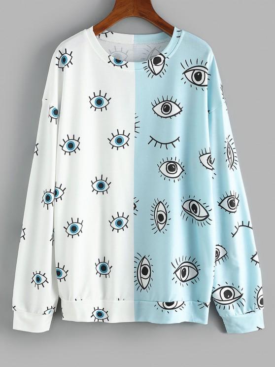 Drop Shoulder Two Tone Eyes Print Sweatshirt - INS | Online Fashion Free Shipping Clothing, Dresses, Tops, Shoes