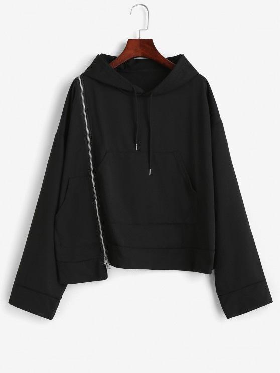 Drop Shoulder Zip Detail Pocket Hoodie - INS | Online Fashion Free Shipping Clothing, Dresses, Tops, Shoes