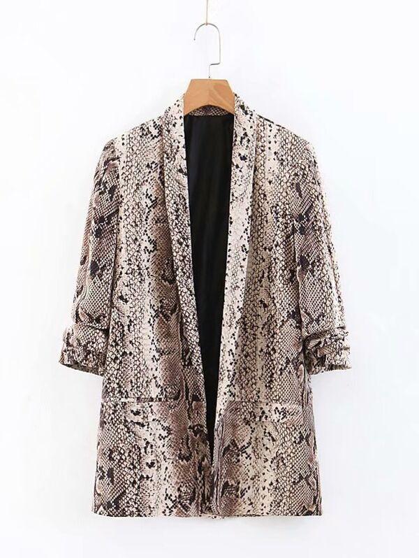 Dual Pocket Snakeskin Print Blazer - INS | Online Fashion Free Shipping Clothing, Dresses, Tops, Shoes