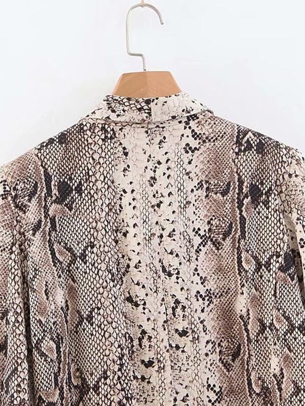 Dual Pocket Snakeskin Print Blazer - INS | Online Fashion Free Shipping Clothing, Dresses, Tops, Shoes