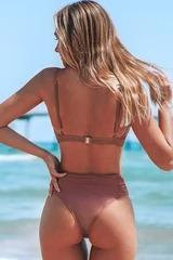 Dusty Pink Ruched Bikini - Swimsuits - INS | Online Fashion Free Shipping Clothing, Dresses, Tops, Shoes - 01/03/2021 - Color_Pink - L