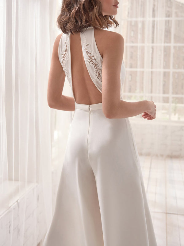 Elegant Deep V Neck Halterneck Jumpsuit - Jumpsuit & Rompers - INS | Online Fashion Free Shipping Clothing, Dresses, Tops, Shoes - 16/06/2021 - 40-50 - Bottoms