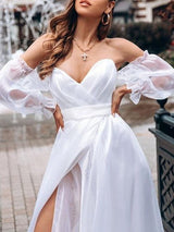 Elegant Lace Sleeve Big Swing Dress - Maxi Dresses - INS | Online Fashion Free Shipping Clothing, Dresses, Tops, Shoes - 19/07/2021 - 40-50 - color-white