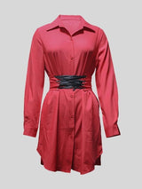 Elegant Lapel Solid Color Dress - Mini Dresses - INS | Online Fashion Free Shipping Clothing, Dresses, Tops, Shoes - 17/06/2021 - 30-40 - color-apricot