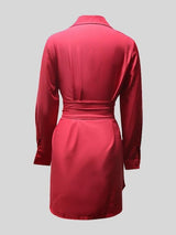 Elegant Lapel Solid Color Dress - Mini Dresses - INS | Online Fashion Free Shipping Clothing, Dresses, Tops, Shoes - 17/06/2021 - 30-40 - color-apricot