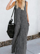 Elegant Striped One-piece Wide-leg Pants - Jumpsuit & Rompers - INS | Online Fashion Free Shipping Clothing, Dresses, Tops, Shoes - 01/07/2021 - 20-30 - Bottoms